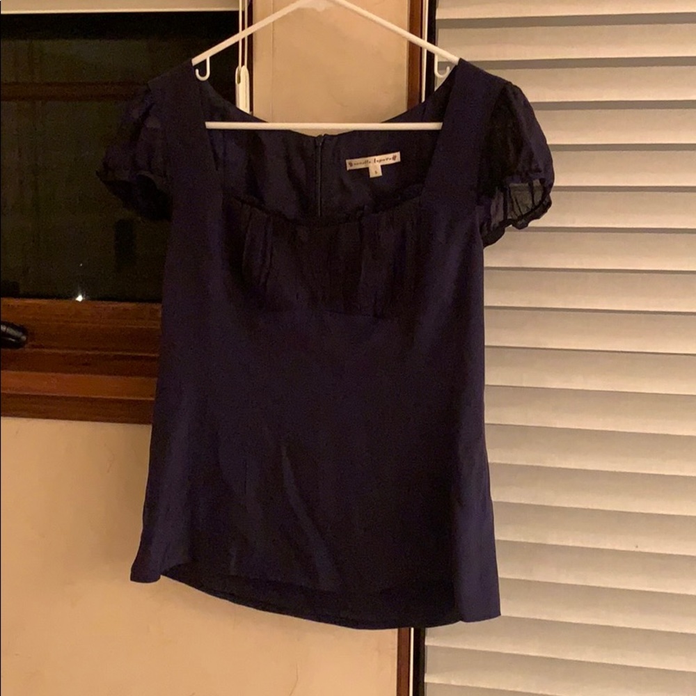 Nanette Lepore midnight blue silk blouse